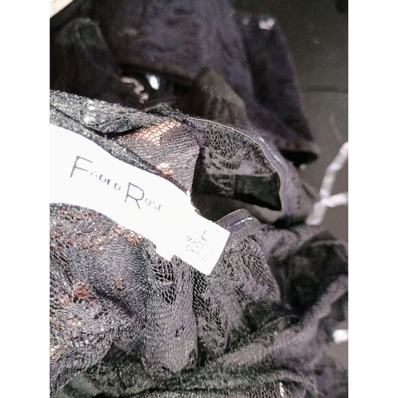 Faded Rose Black Sheer Lace Bustier Crop Top With Cap Sleeves & Back Zipper Clos - Picture 12 of 15